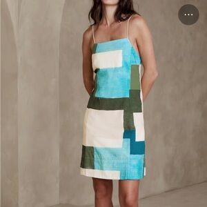 Banana Republic Square Neck Mini Dress in Sandy Beach sz M